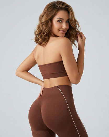 Set Deportivo 3 Piezas Mujer - Chaqueta + Calza + Strapless - YJ302