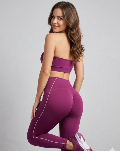 Set Deportivo 3 Piezas Mujer - Chaqueta + Calza + Strapless - YJ302