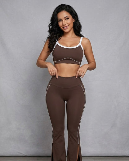 Set Viral De 2 piezas For Dama Calza Flare Y Peto Dry-Fit -YJ306