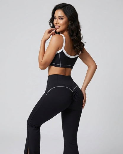 Set Viral De 2 piezas For Dama Calza Flare Y Peto Dry-Fit -YJ306