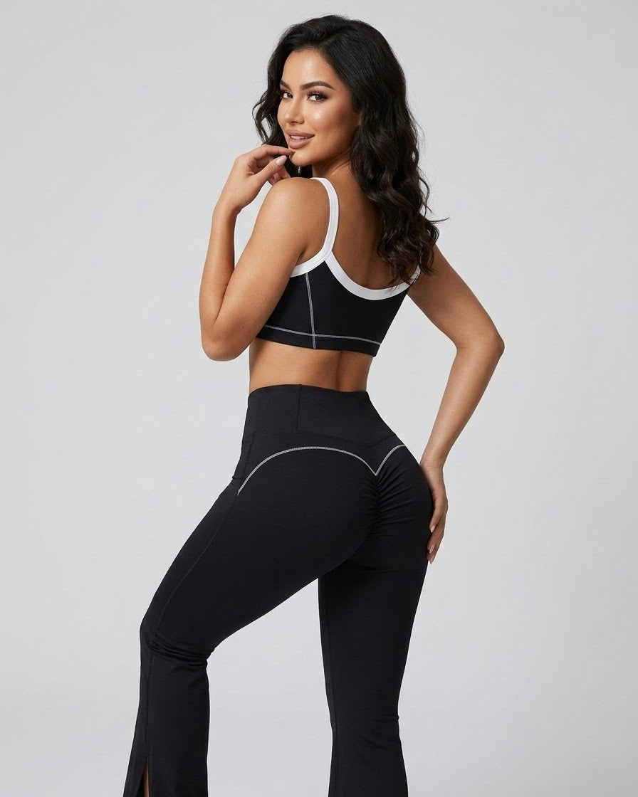 Set Viral De 2 piezas For Dama Calza Flare Y Peto Dry-Fit -YJ306