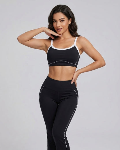 Set Viral De 2 piezas For Dama Calza Flare Y Peto Dry-Fit -YJ306