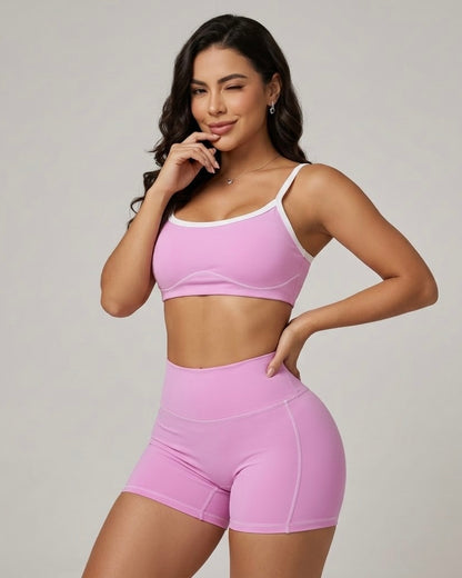 Conjunto Deportivo Mujer Top y Short Silueta Activa Premium - YJ250
