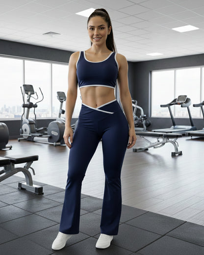 Conjunto Deportivo Para Mujer De Top Y Calza Flare  Yk37030