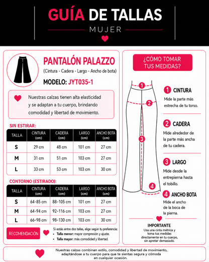 Pantalon Palazzo Mujer Tiro Alto Deportivo Bolsillo Trasero - JYT035-1