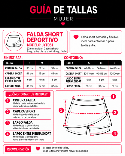 Falda Short Deportiva Mujer Padel Tenis Con Bolsillo - JYT051