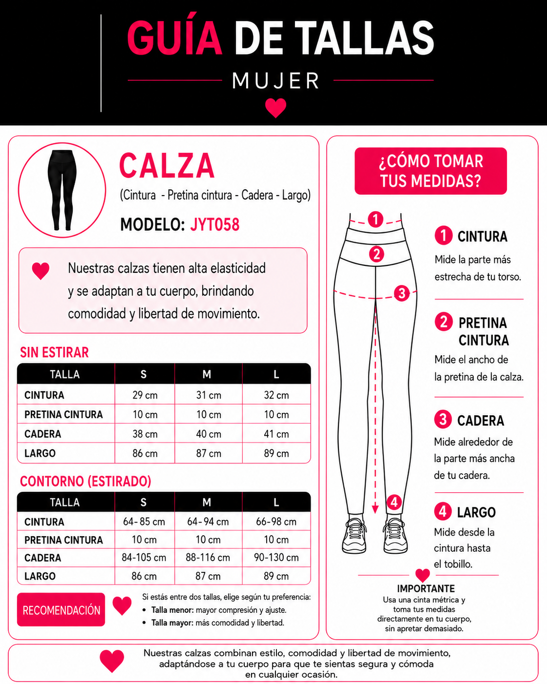 Leggings Deportivo Mujer Tiro Alto Calza Gym Yoga Fitness - JYT058