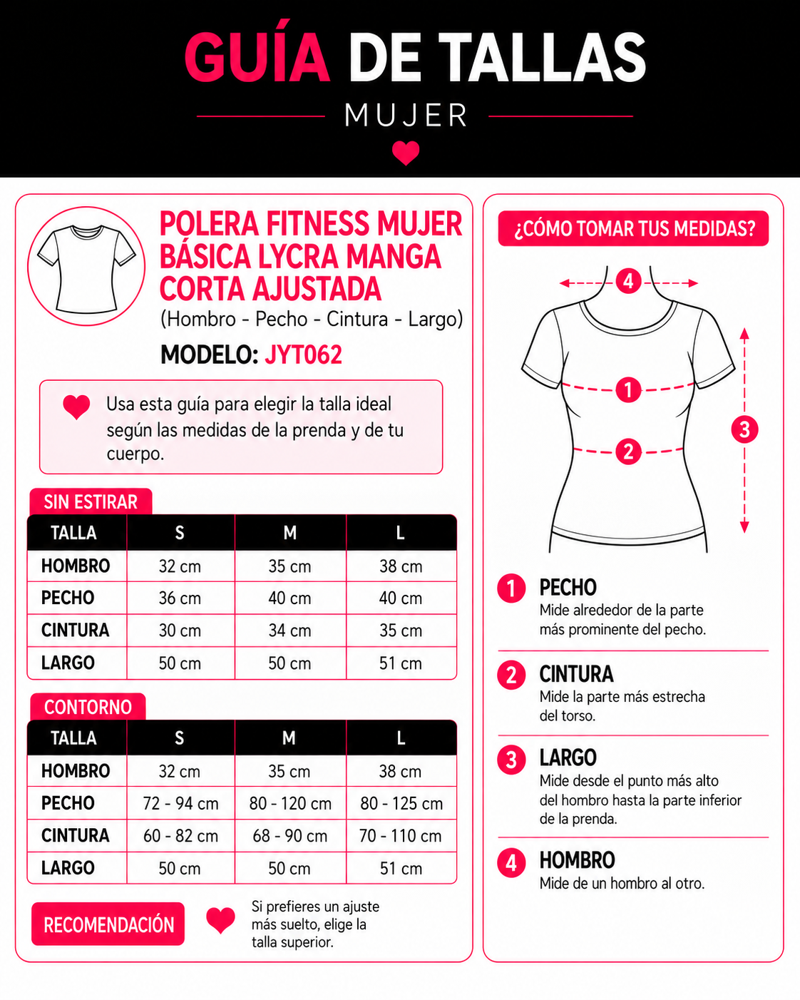 Polera Fitness Mujer Básica Lycra Manga Corta Ajustada - JYT062