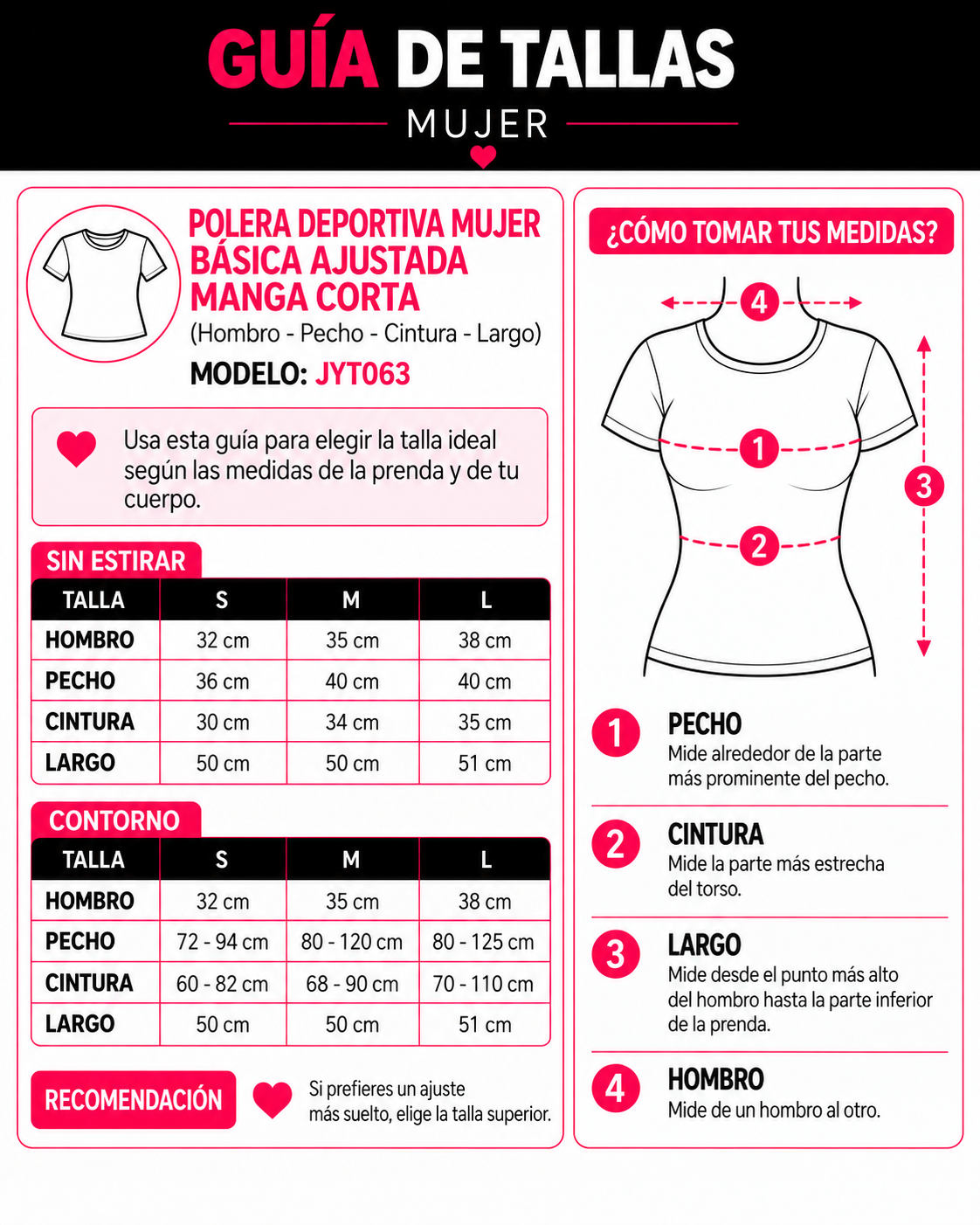 Polera Deportiva Mujer Básica Ajustada Manga Corta - JYT063