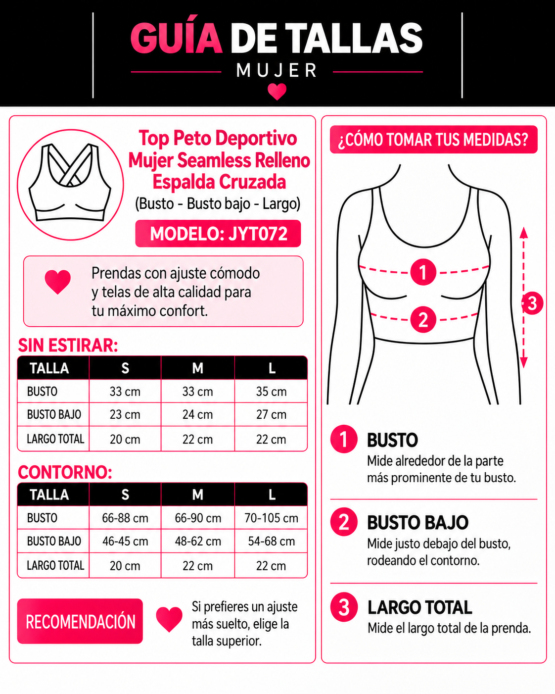 Top Peto Deportivo Mujer Seamless Relleno Espalda Cruzada - JYT072
