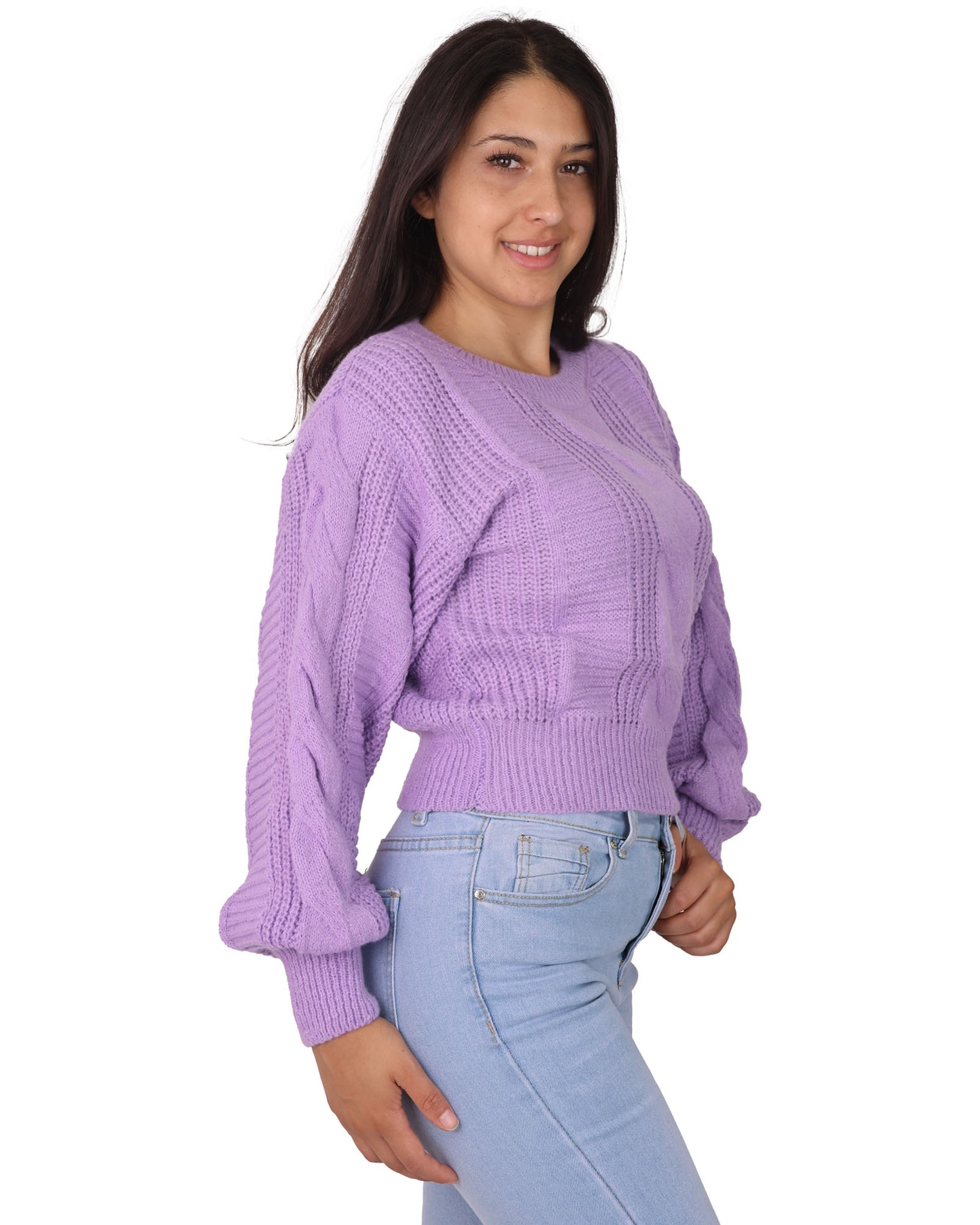 sweater manga globo color solido