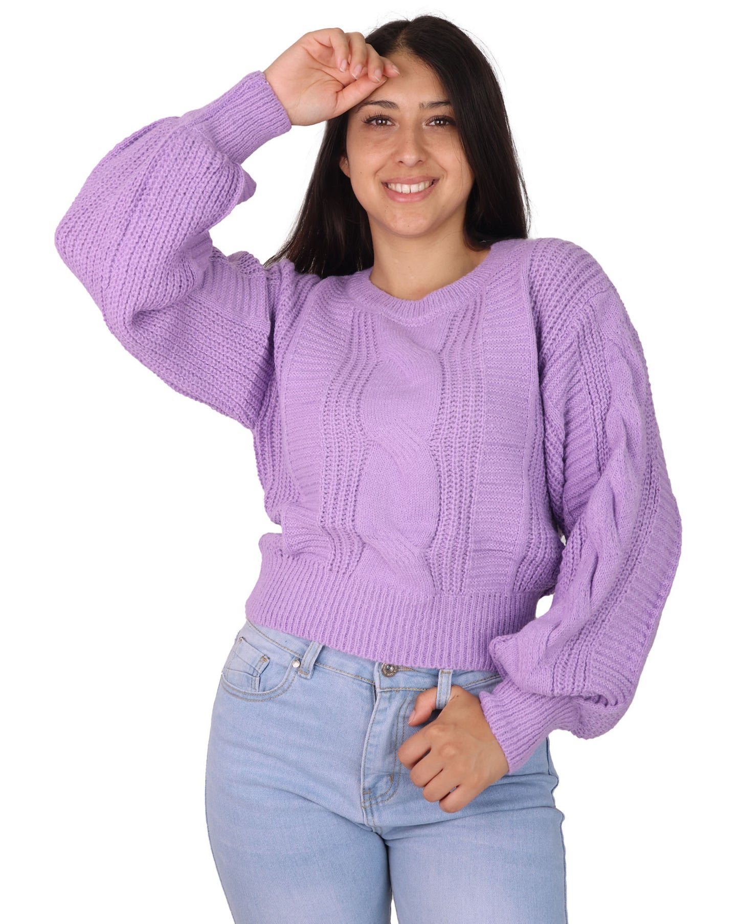 sweater manga globo color solido