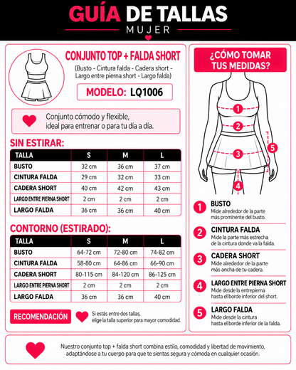 Set Top y Falda short Deportiva Fitness Gym Tenis Mujer - LQ1006