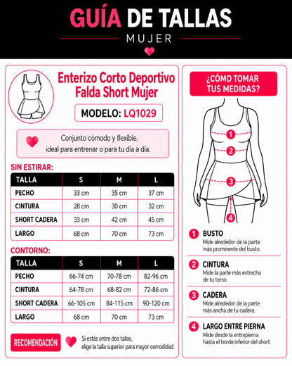 Enterizo Corto Deportivo Falda Short Mujer Con Bolsillo - LQ1029