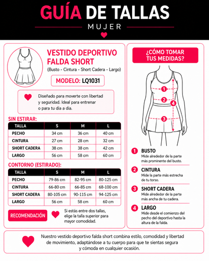 Enterizo Deportivo Mujer Vestido Tenis Con Falda Short- LQ1031