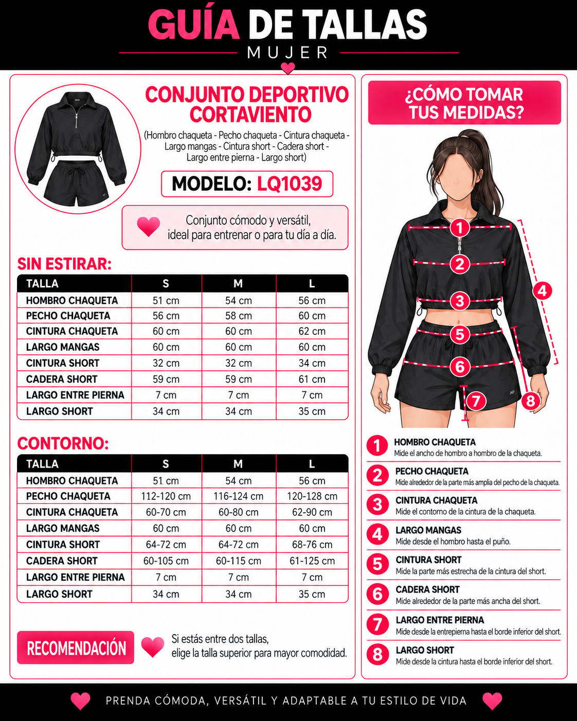 Conjunto Deportivo Cortaviento Mujer Chaqueta Corta y Short - LQ1039