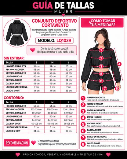 Conjunto Deportivo Cortaviento Mujer Chaqueta Corta y Short - LQ1039