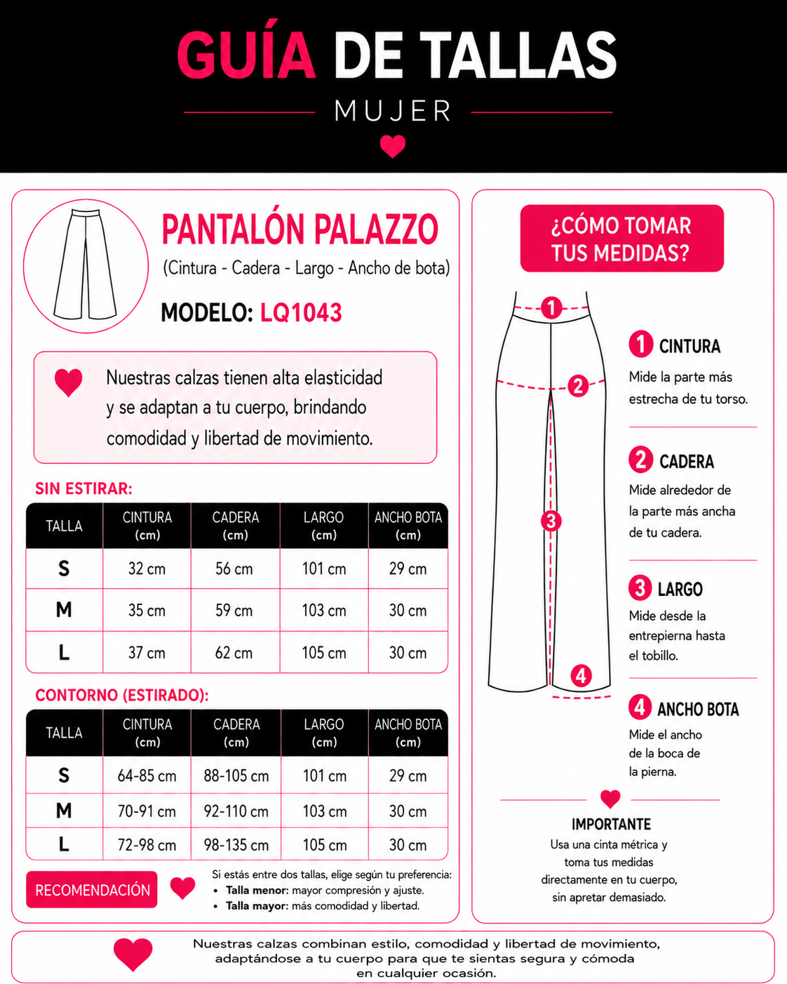 Pantalón Palazzo Mujer Cintura Elástica Con Cordón Ajustable - LQ1043