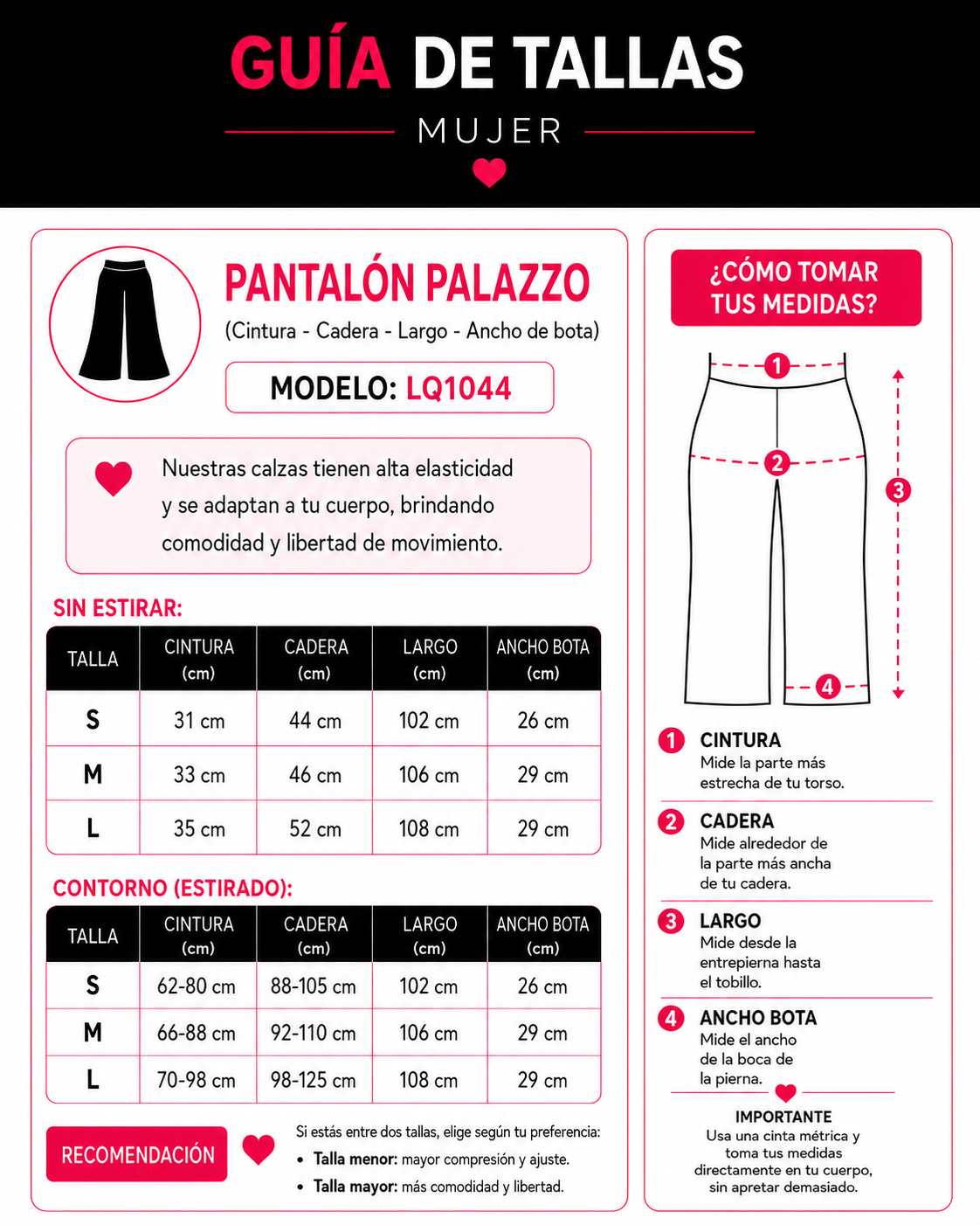 Pantalón Palazzo Mujer Tiro Alto Lazo Ajustable Pierna Ancha - LQ1044