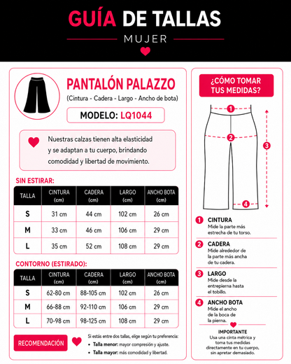 Pantalón Palazzo Mujer Tiro Alto Lazo Ajustable Pierna Ancha - LQ1044