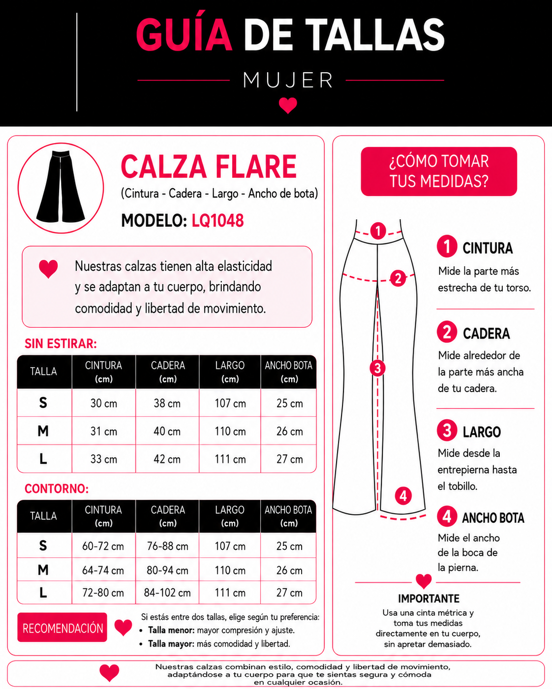 Calza Flare Mujer Faja Alta Moldeadora Levanta Glúteos - LQ1048