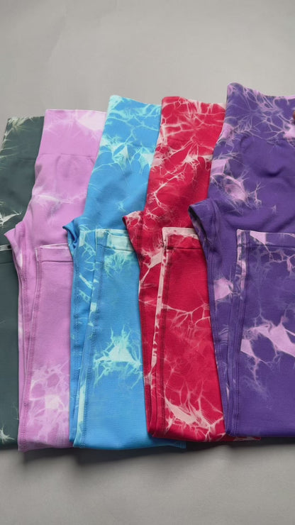 Calza Tie Dye Doble Push Up Levanta Gluteo Alta Calidad