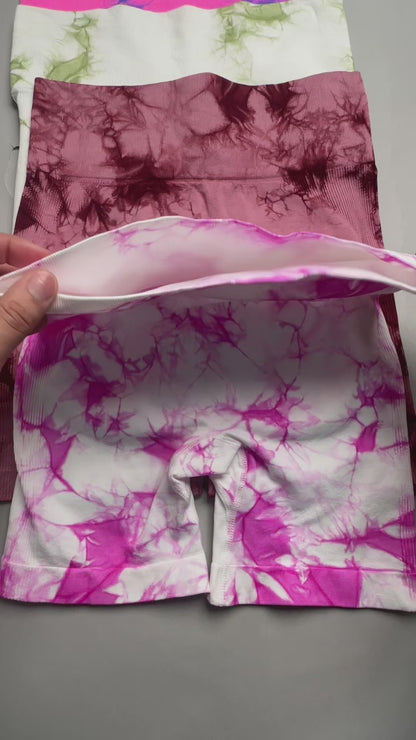 Conjunto Calza Corta Short Push Up Tie Dye Gym - Hy30