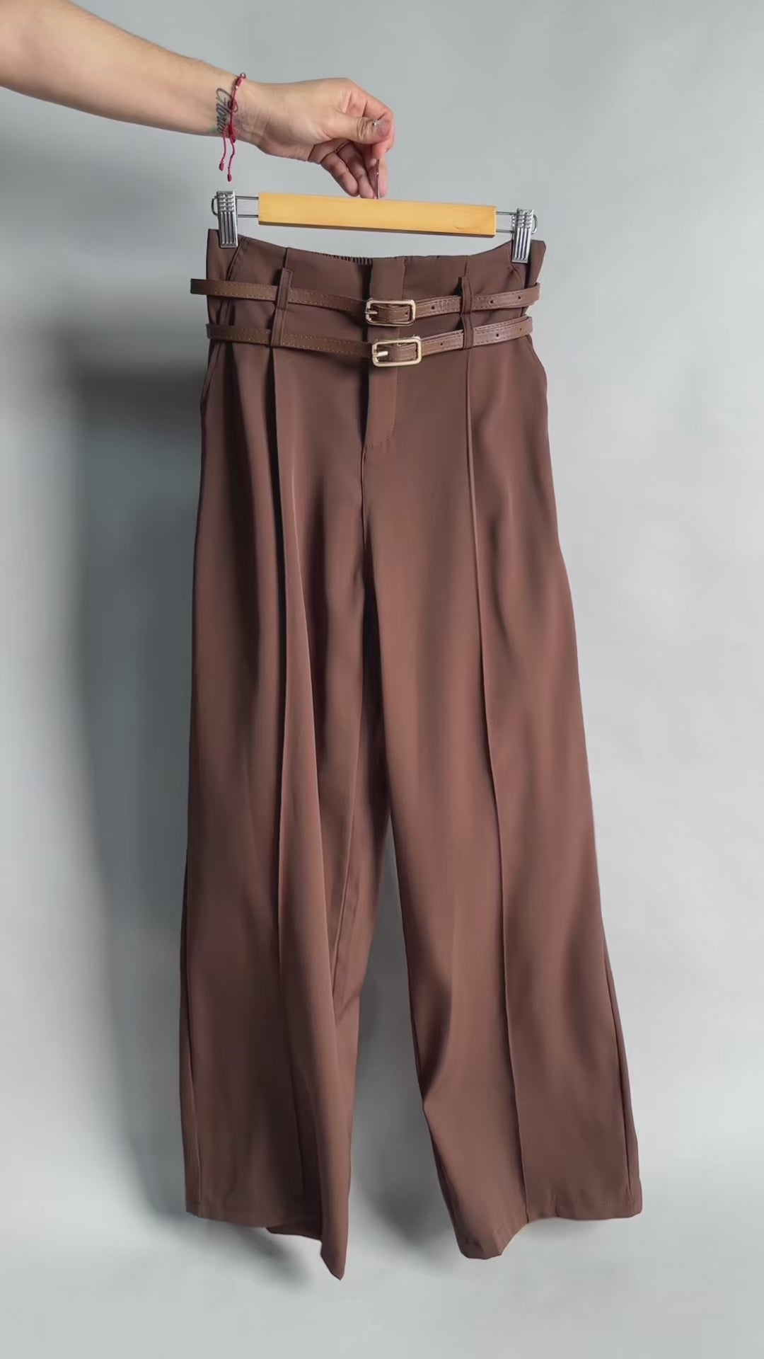 Pantalon Palazzo De Vestir Con Dos Cinturones Tiro Alto - OL416