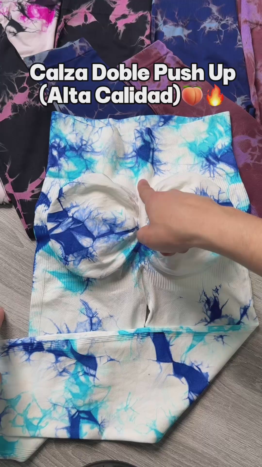 pack 5 Calzas doble push up diseño tie dye 2 colores - BX108