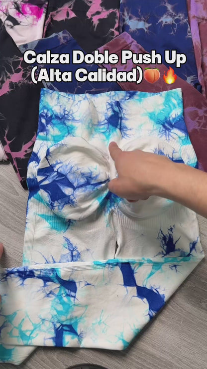 pack 5 Calzas doble push up diseño tie dye 2 colores - BX108