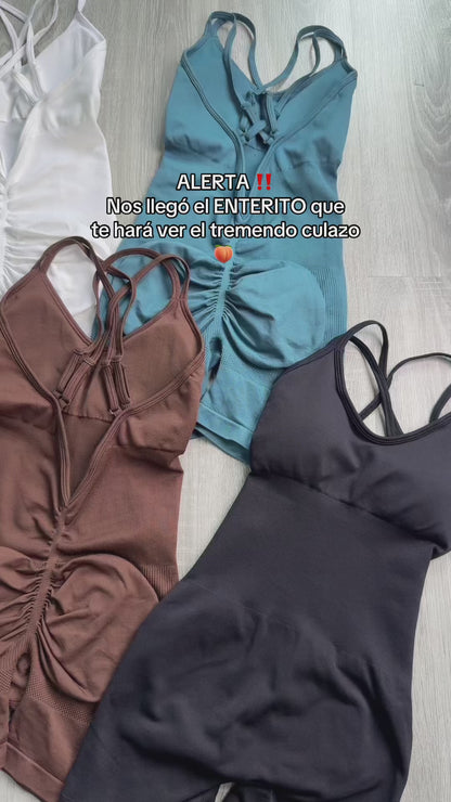 Enterizo Deportivo Con Push Up y Tirante Cruzado en Espalda - YJ288