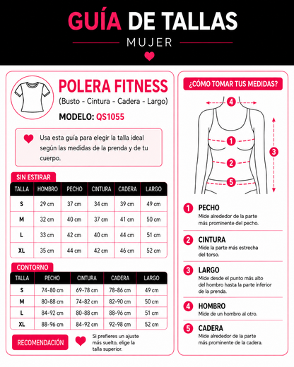 Polera Fitness Mujer Ajustada Elástica Manga Corta Básica - QS1055