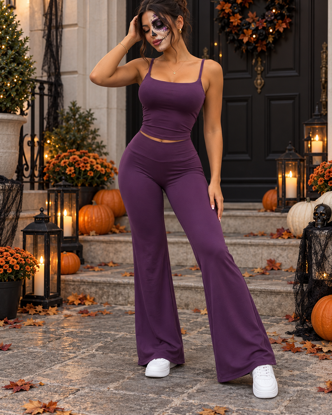 Set Deportivo Mujer Top Tirantes y Pantalón Palazzo Tiro Alto - FX14