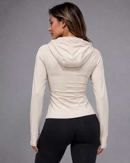Chaqueta Fitness Mujer Ajustada Con Capucha y Bolsillos - JYT064