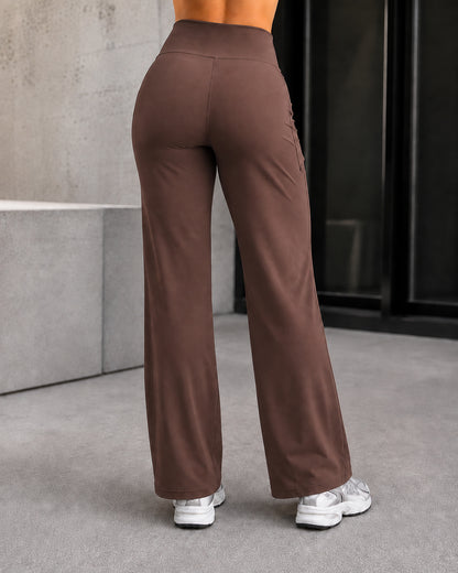 Pantalón Palazzo Mujer Tiro Alto Con Bolsillos Wide Leg - LQ1045