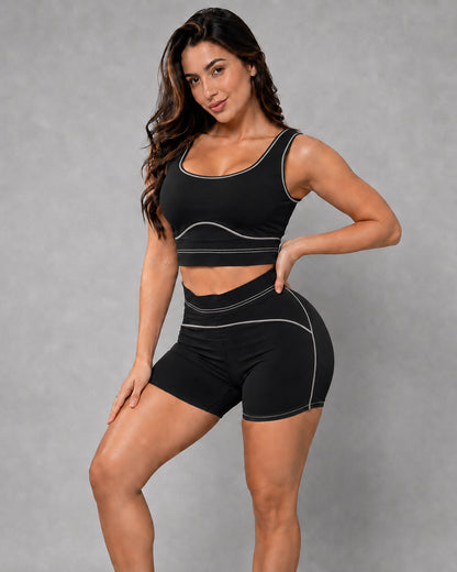 Conjunto Deportivo Mujer Short Tiro Alto Y Peto Top Gym - YK37163