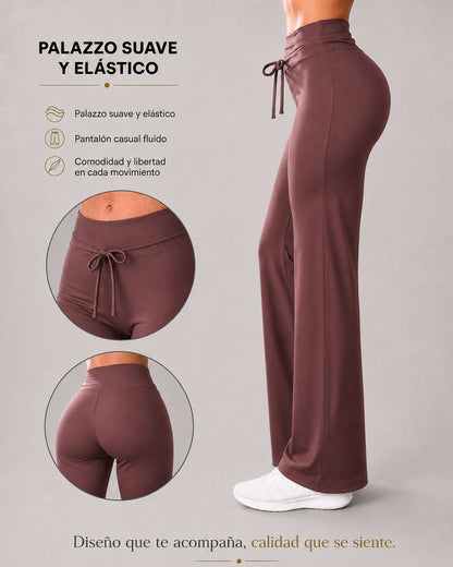 Pantalón Palazzo Mujer Tiro Alto Lazo Ajustable Pierna Ancha - LQ1044