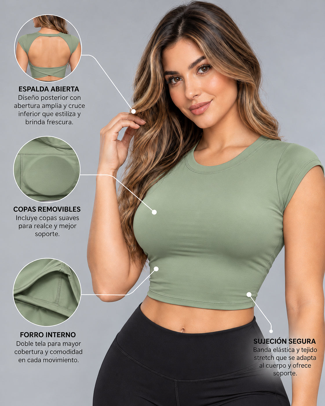 Top Deportivo Mujer Sin Mangas Espalda Abierta Ajustado - JYT052