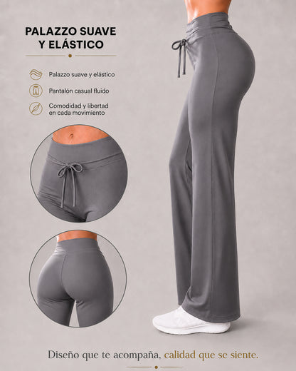 Pantalón Palazzo Mujer Tiro Alto Lazo Ajustable Pierna Ancha - LQ1044