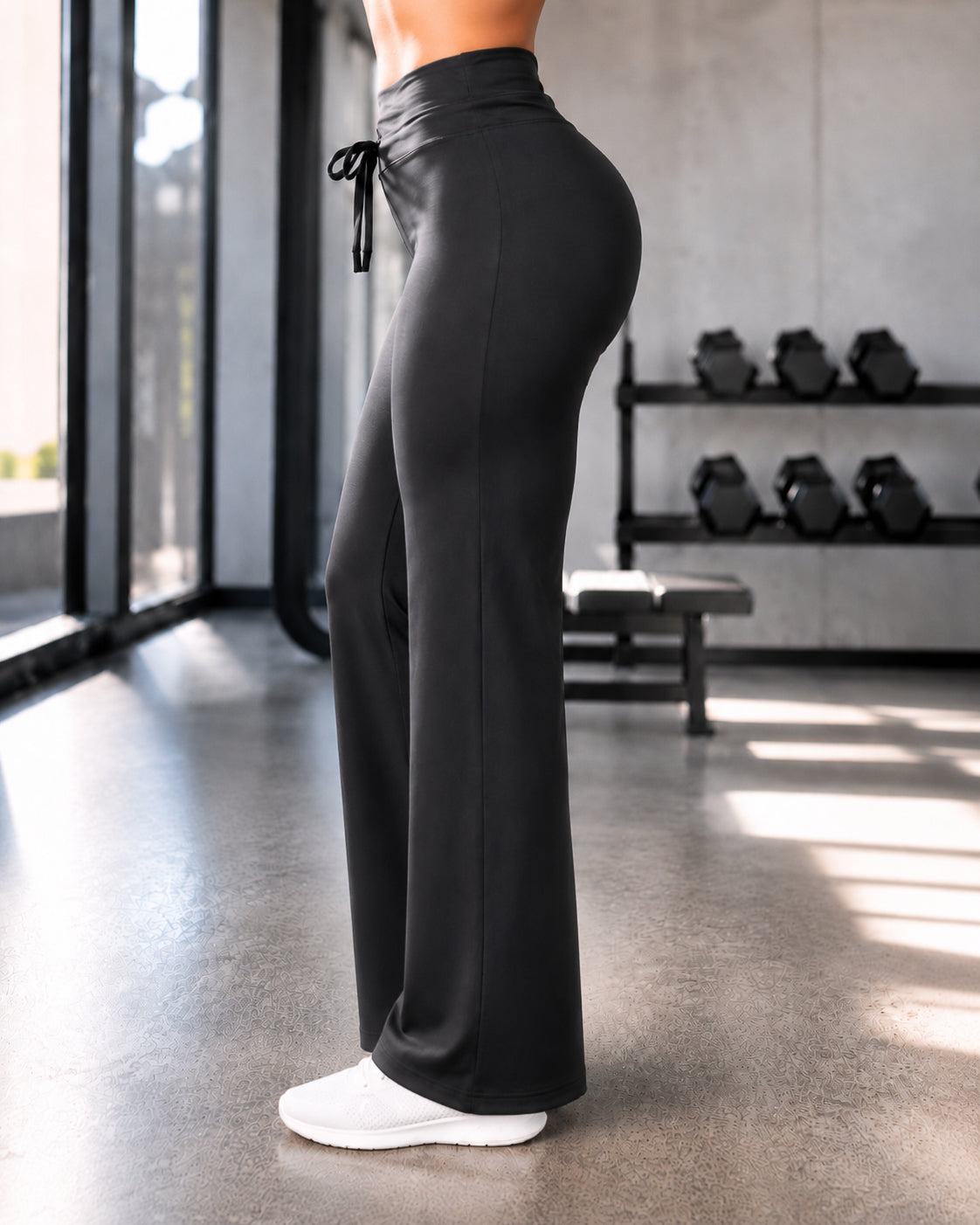 Pantalón Palazzo Mujer Tiro Alto Lazo Ajustable Pierna Ancha - LQ1044
