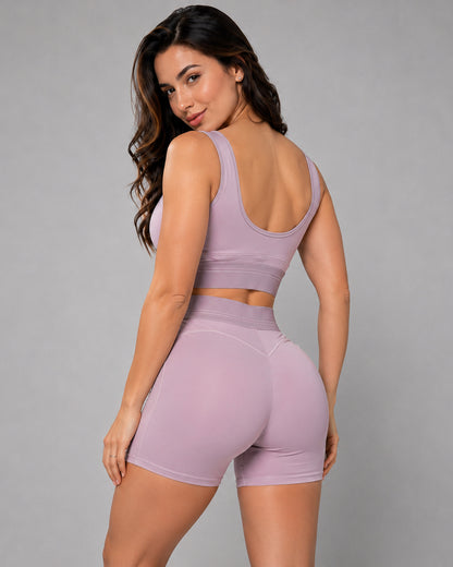 Conjunto Deportivo Mujer Short Tiro Alto Y Peto Top Gym - YK37163