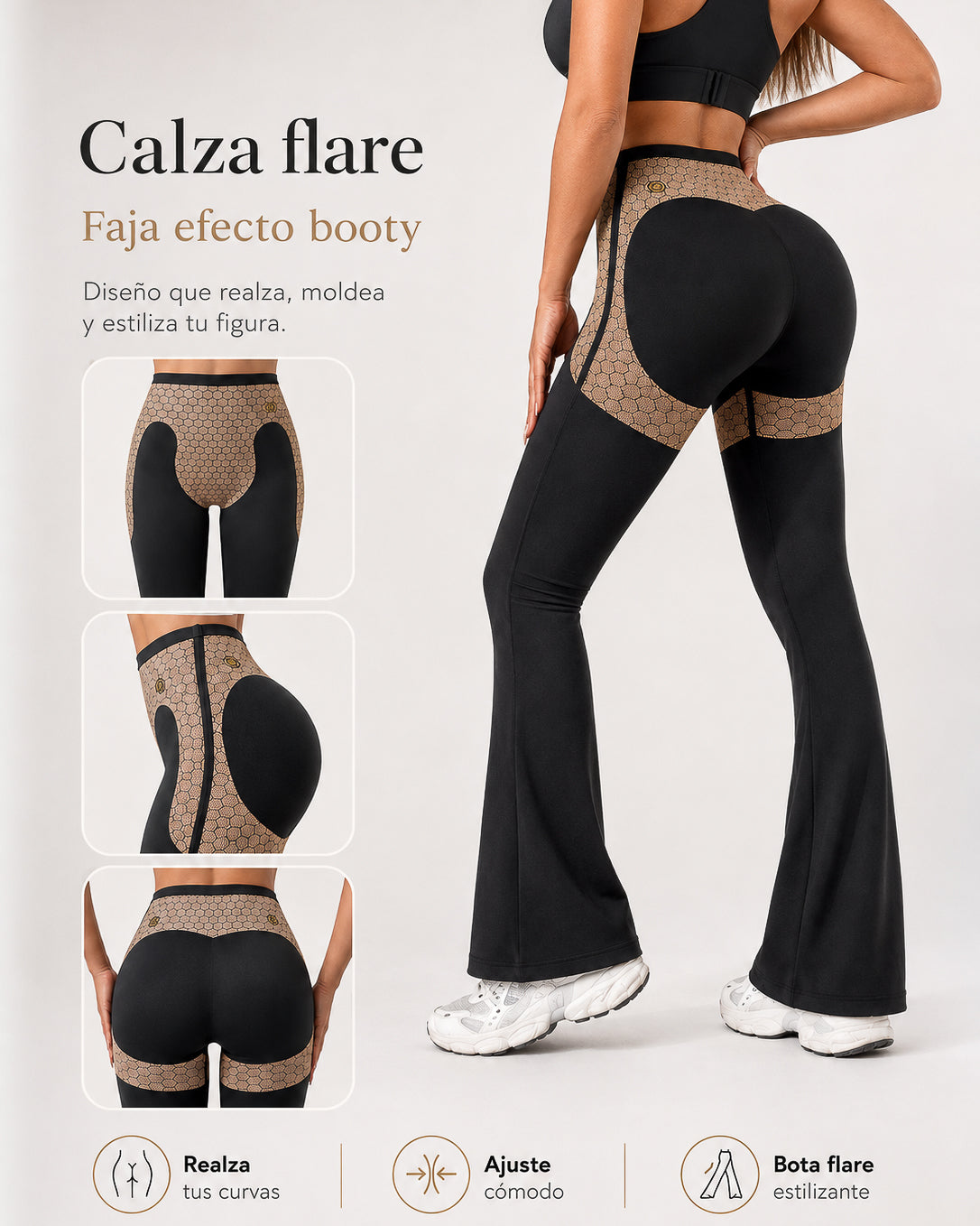 Calza Flare Mujer Faja Alta Moldeadora Levanta Glúteos - LQ1048