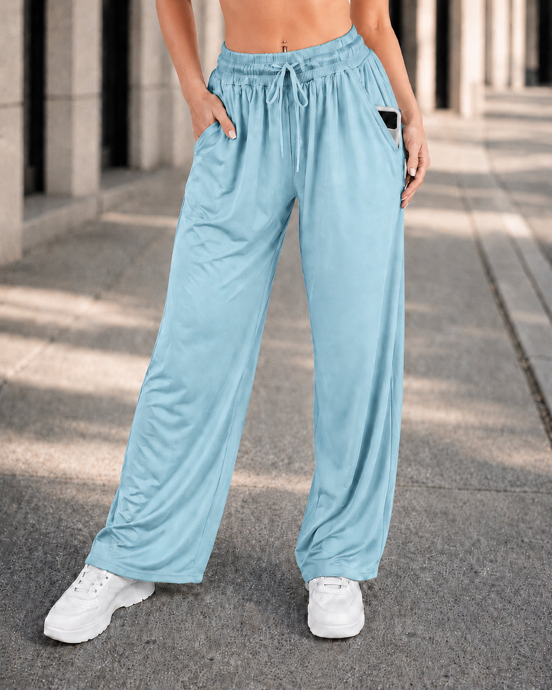 Pantalón Palazzo Mujer Cintura Elástica Con Cordón Ajustable - LQ1043