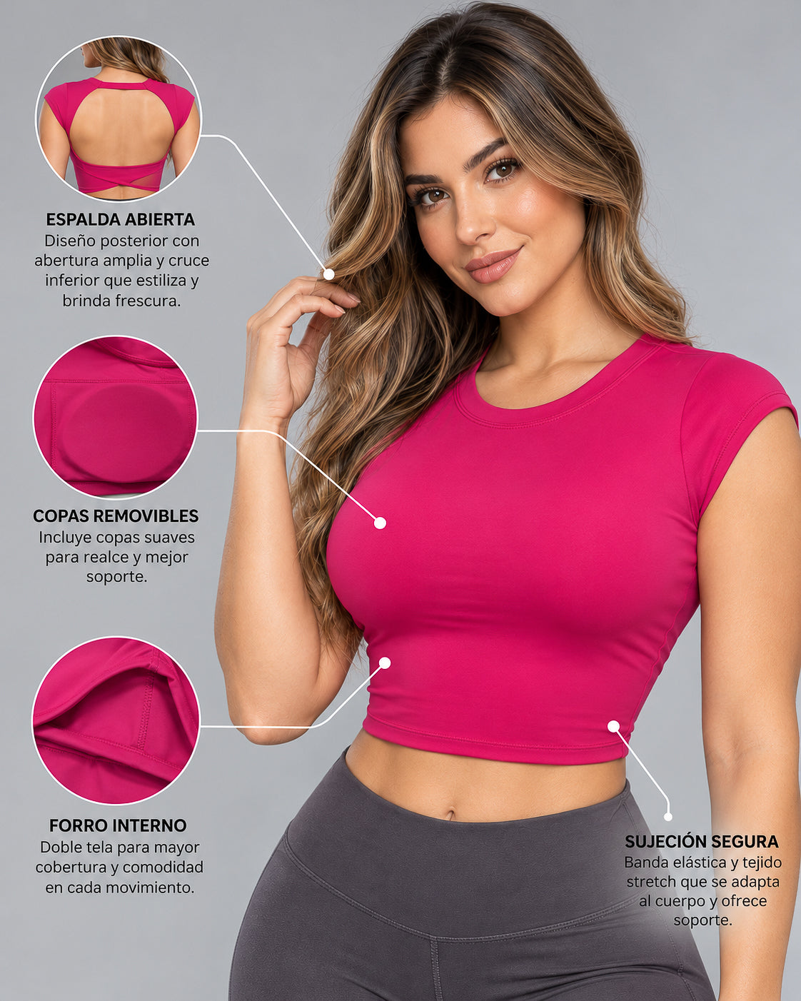 Top Deportivo Mujer Sin Mangas Espalda Abierta Ajustado - JYT052