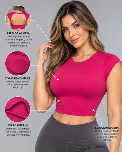 Top Deportivo Mujer Sin Mangas Espalda Abierta Ajustado - JYT052