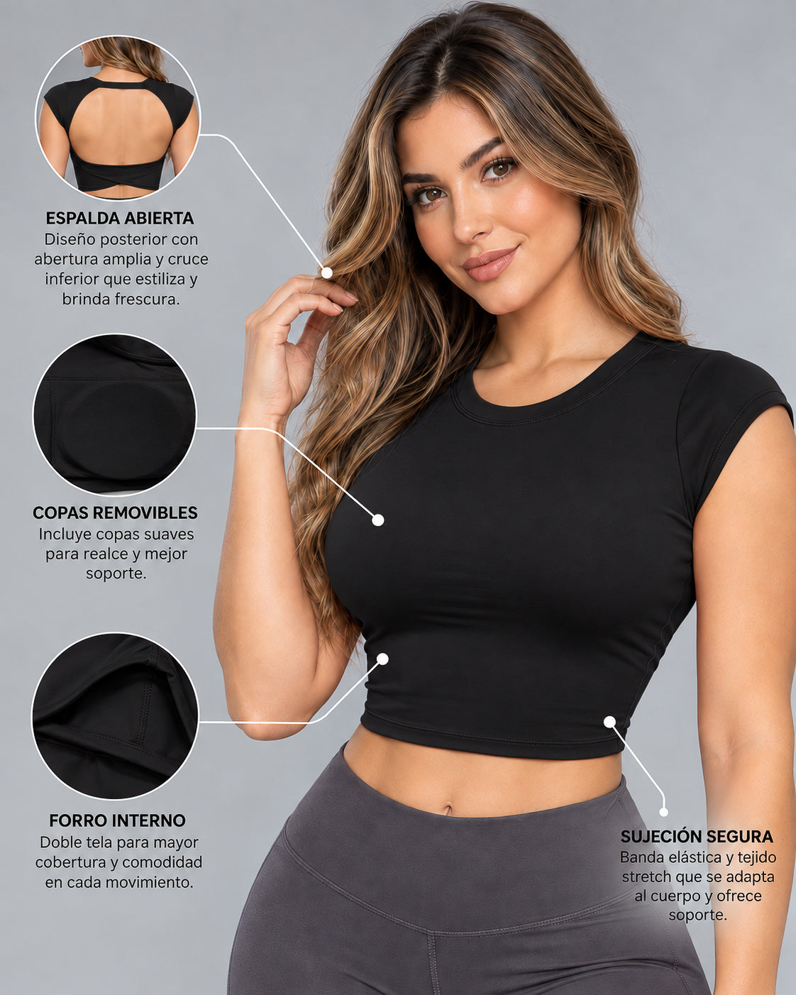 Top Deportivo Mujer Sin Mangas Espalda Abierta Ajustado - JYT052