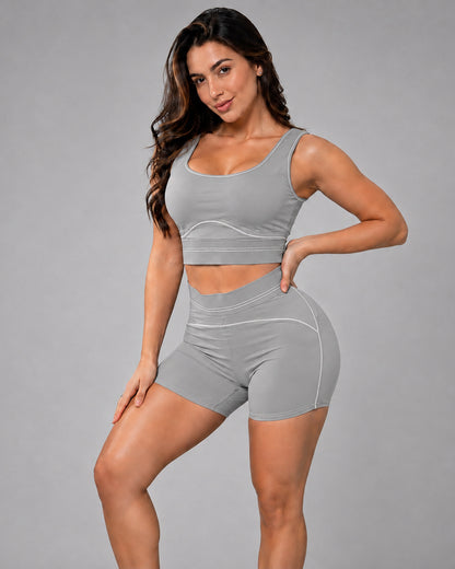 Conjunto Deportivo Mujer Short Tiro Alto Y Peto Top Gym - YK37163
