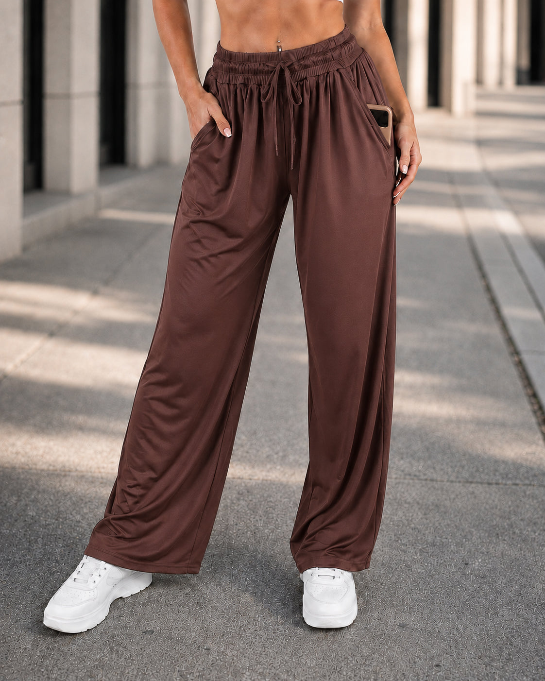 Pantalón Palazzo Mujer Cintura Elástica Con Cordón Ajustable - LQ1043