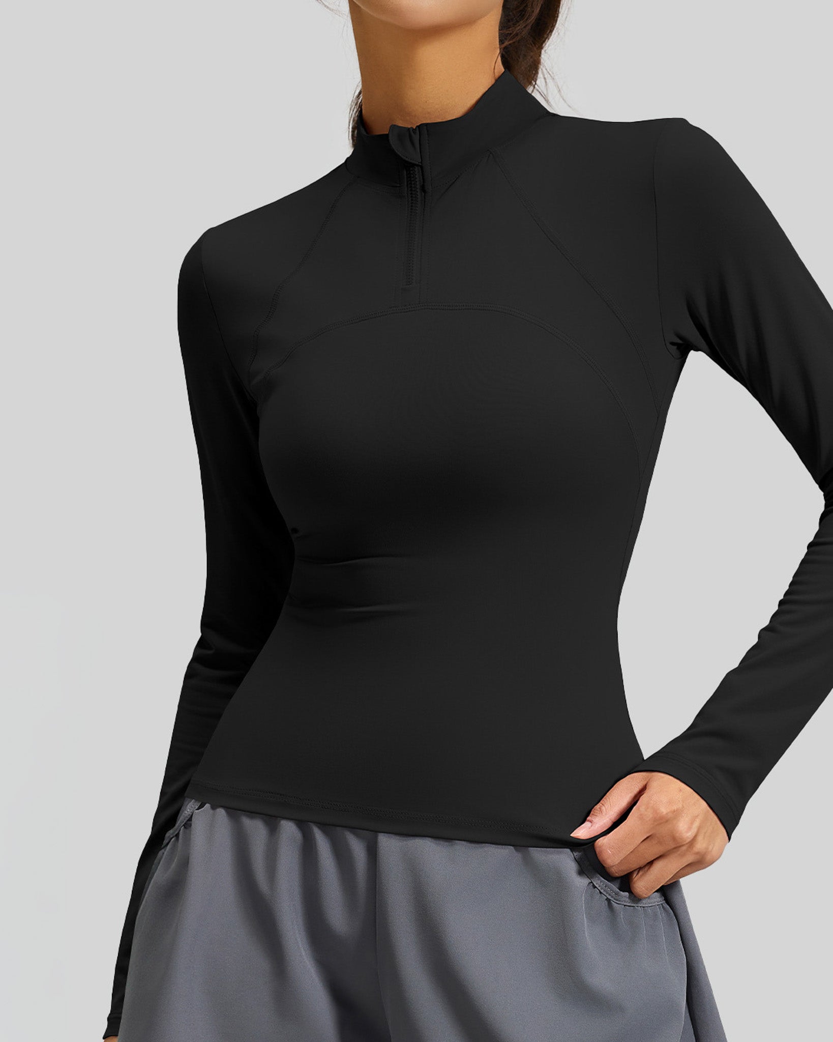 Polera Dry Fit Pro: Medio Cierre, Manga Larga y Calce Slim - JYT031