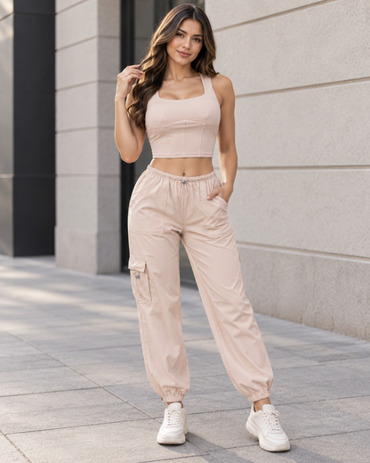 Conjunto Mujer Top Ajustado y Pantalón Cargo con Cordón - LQ1042